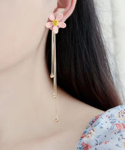 Chic White Alloy Little Daisy Tassel Drop Earrings