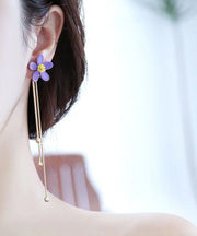 Chic White Alloy Little Daisy Tassel Drop Earrings