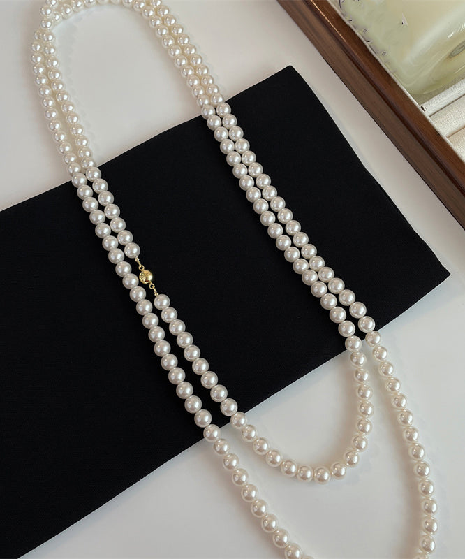 Chic White Alloy Pearl Beading Gratuated Bead Necklace