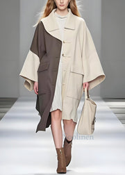 Chic White Asymmetrical Patchwork Cotton Coat Outwear Spring