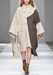 Chic White Asymmetrical Patchwork Cotton Coat Outwear Spring