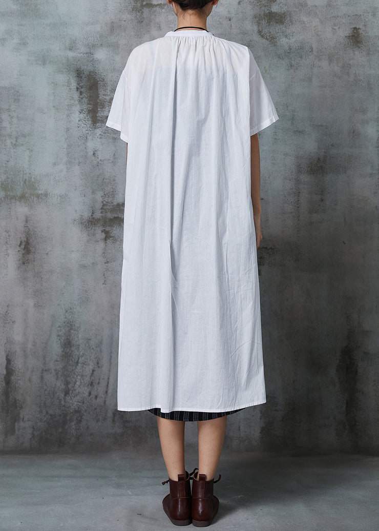 Chic White Oversized Cotton Dress Two Pieces Set Summer