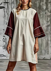 Chic White Oversized Patchwork Cotton Vacation Dresses Summer