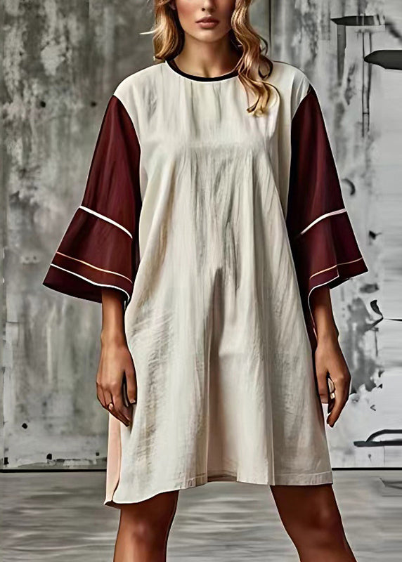 Chic White Oversized Patchwork Cotton Vacation Dresses Summer