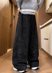 Chic White Pockets Elastic Waist Warm Fleece Mens Wide Leg Pants Spring