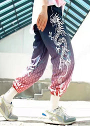 Chic White Print Pockets Cotton Men Crop Pants Summer