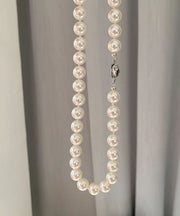 Chic White Sterling Silver Pearl Gratuated Bead Necklac Two Piece Set