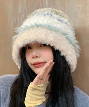 Chic White Thick Warm Fuzzy Fur Fluffy Bonnie Hat