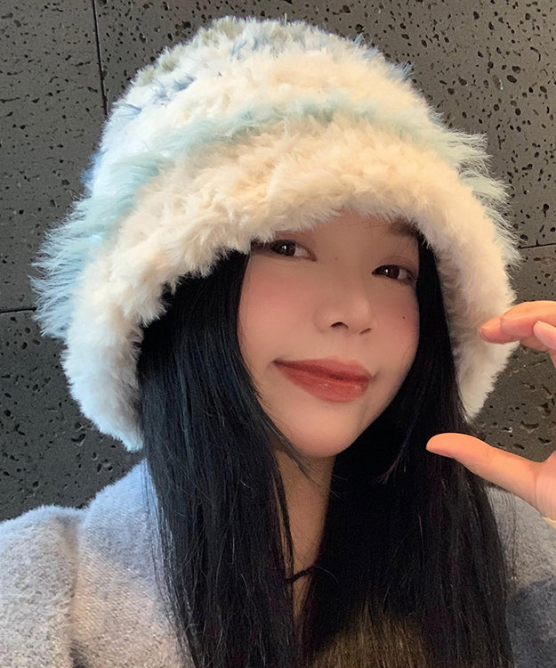 Chic White Thick Warm Fuzzy Fur Fluffy Bonnie Hat