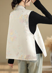 Chinese Style Apricot Embroidered Cotton Vest Sleeveless