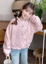 Chinese Style Beige O-Neck Sequins Button Kids Coats Fall