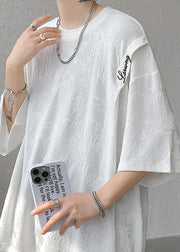 Chinese Style Black Jacquard Ice Silk Oversized T Shirt Men Summer