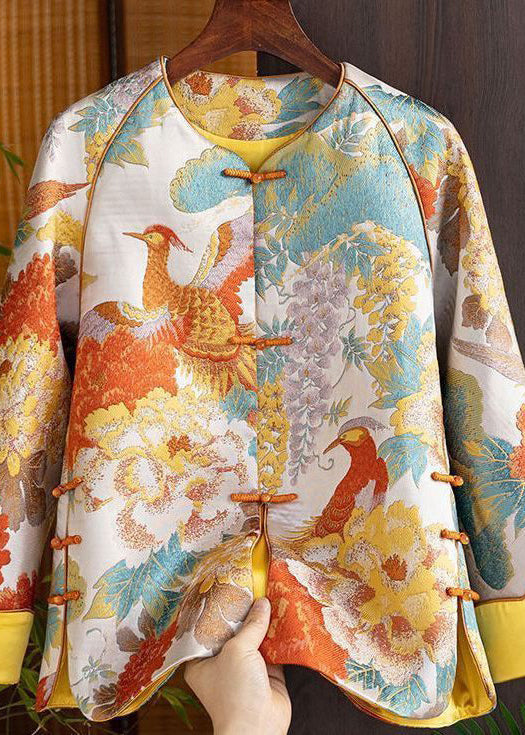 Chinese Style Blue Embroidered Oriental Button Spliced Silk Coat Autumn