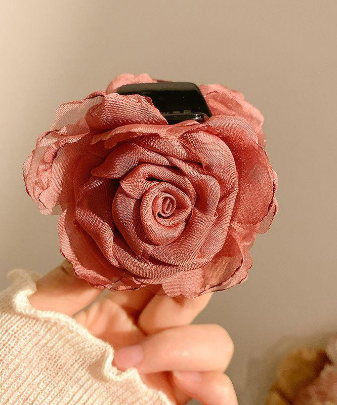 Chinese Style Coffee Tulle Rose Hairpin