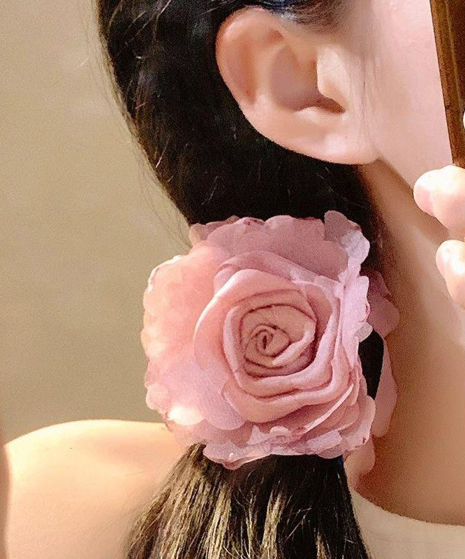 Chinese Style Coffee Tulle Rose Hairpin