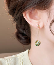 Chinese Style Gold Copper Alloy Money Bag Tassel Drop Earrings