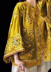 Chinese Style Gold Handmade Embroidered Coat Spring