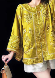 Chinese Style Gold Handmade Embroidered Coat Spring