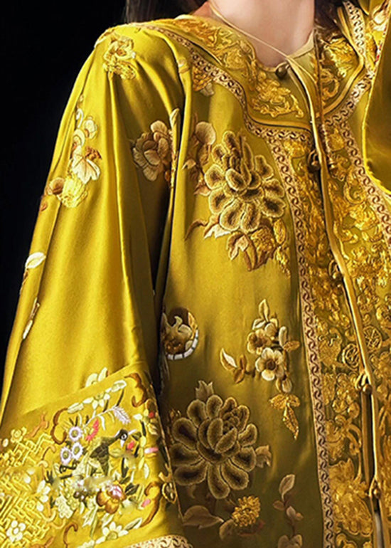 Chinese Style Gold Handmade Embroidered Coat Fall