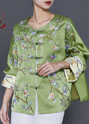 Chinese Style Green Embroidered Silk Coat Spring