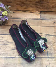 Chinese Style Green Embroideried Flat Shoes For Women