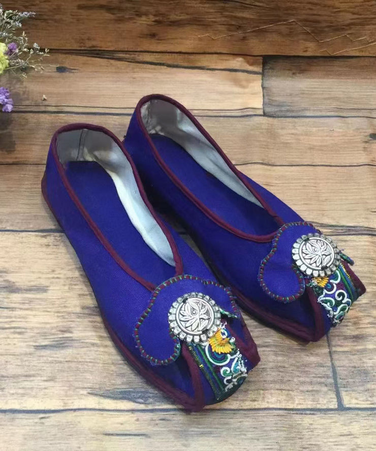 Chinese Style Green Embroideried Flat Shoes For Women