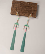 Chinese Style Green Sterling Silver Alloy Resin Tassel Necklace