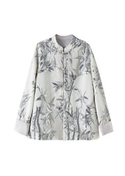 Chinese Style Grey Tasseled Embroidered Sequins Cotton Coats Fall