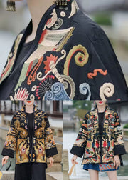 Chinese Style Yellow Embroidered Lace Up Silk Coats Spring