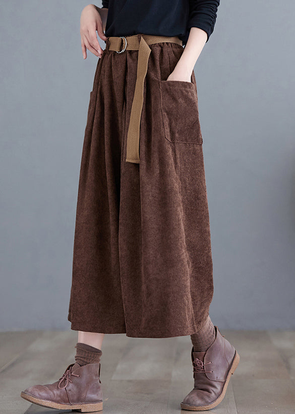 Chocolate Corduroy Wide Leg Pants Oversized Fall