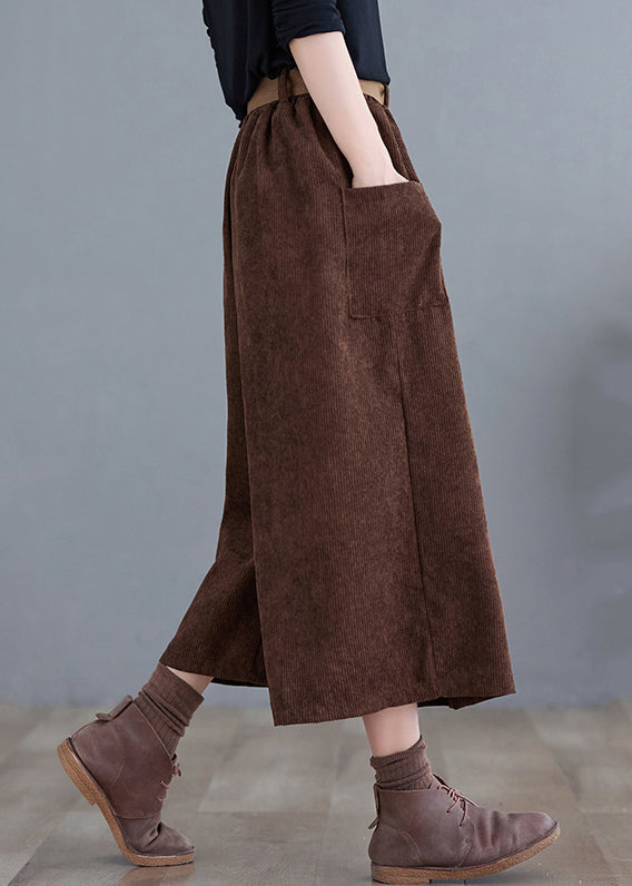 Chocolate Corduroy Wide Leg Pants Oversized Fall