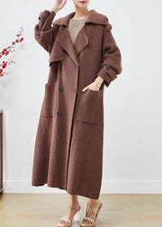 Chocolate Knit Trenchs Oversized Double Breast Winter