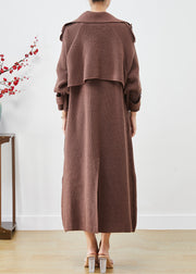 Chocolate Knit Trenchs Oversized Double Breast Winter