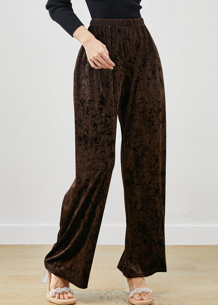 Chocolate Silk Velvet Straight Pants Oversized Spring