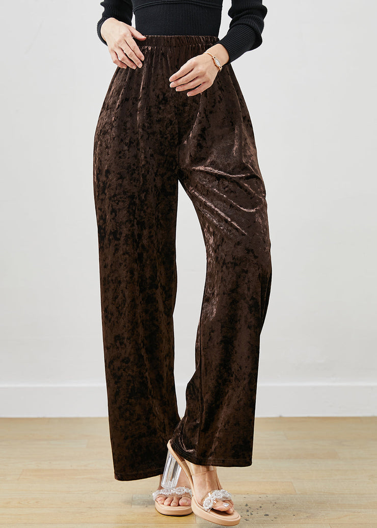 Chocolate Silk Velvet Straight Pants Oversized Spring