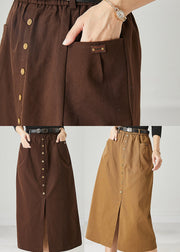 Chocolate Silm Fit Cotton Skirt Side Open Spring