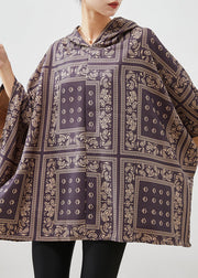 Chotolate Print Cotton Top Oversized Batwing Sleeve