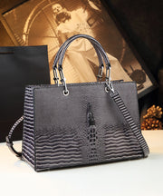 Classic Alligator Pattern Solid Durable Faux Leather Women Handbags