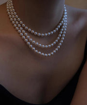 Classy Alloy Multi Layer Pearl Beading Pendant Necklace