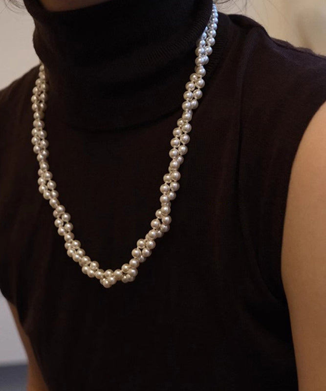 Classy Alloy Multi Layer Pearl Beading Pendant Necklace