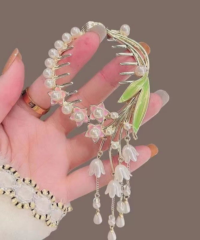 Classy Alloy Zircon Lily Of The Valley Tassel Hairpin