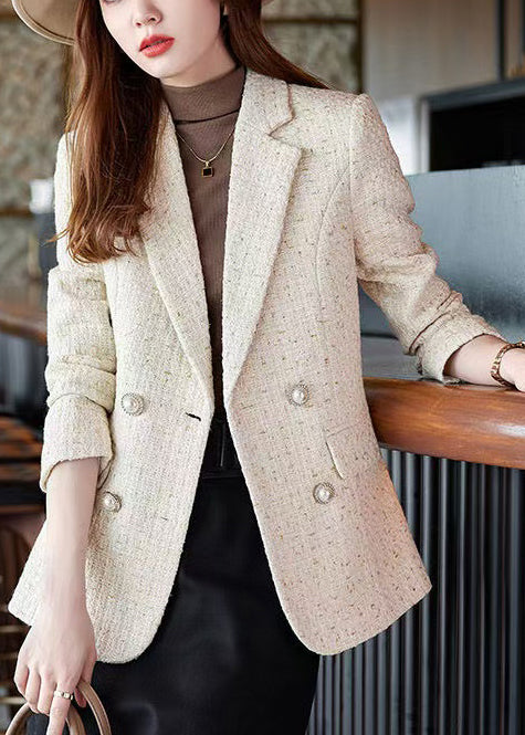 Classy Apricot Double Breast Woolen Coat Spring