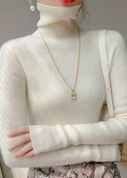 Classy Apricot Hign Neck Cozy Cashmere Sweater Tops Fall