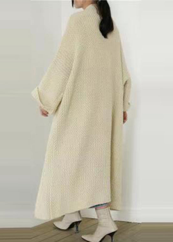 Classy Beige V Neck Cozy Knit Long Cardigans Spring