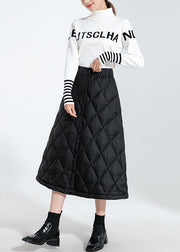 Classy Black Button Duck Down Skirt Winter