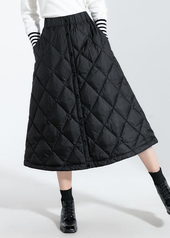 Classy Black Button Duck Down Skirt Winter