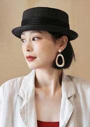 Classy Black French Straw Woven Cloche Hat