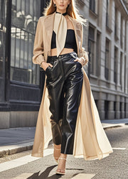 Classy Black Oversized Pockets Faux Leather Harem Pants Spring