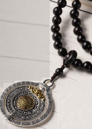 Classy Black Sandalwood Pendant Graduated Bead Necklace