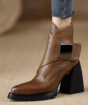 Classy Black Splicing Chunky Heel Ankle Boots